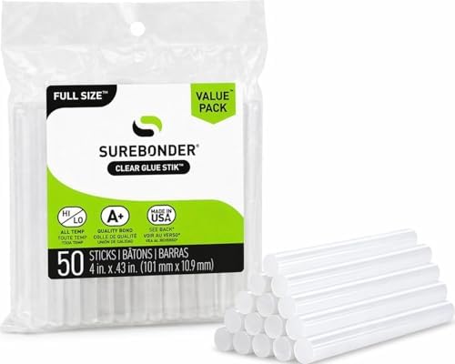 Surebonder Full Size Hot Glue Sticks 50-Pack, Clear, Non-Toxic, Multi-Temp, 4-Inch x 0.43-Inch for Full Size Glue Guns, DIY, Arts, Crafts & Home Repairs