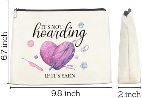 It is Not Hoarding If It is Yarn Makeup Bag-Crochet Knitting Gift for Women Crocheters Knitters,Travel Cosmetic Pouch