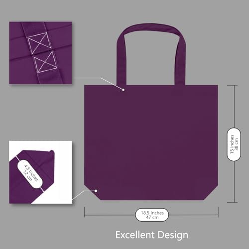 TOPDesign 1-Pack Super Strong Large 12oz Cotton Canvas Tote Bag, Reusable Grocery Shopping Cloth Bag, Fashionable Two-Tone Tote for Crafts, DIY Your Creative Designs