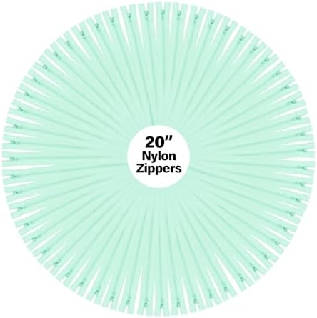 Mandala Crafts 60 PCs Mint Closed-End 20 Inches Nylon Zippers for Sewing