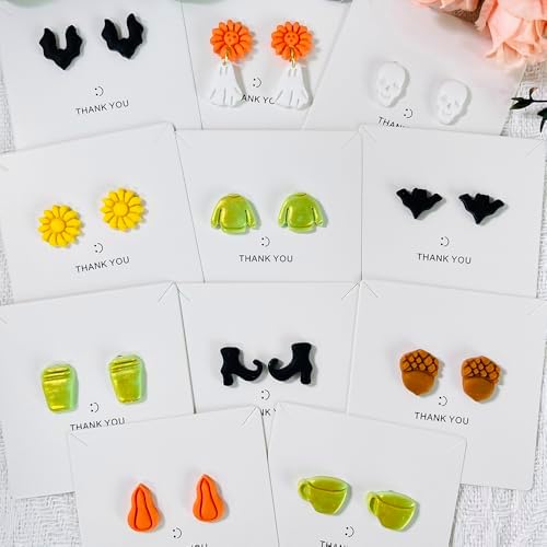 Xaekicr 12PCS Mini Halloween Clay Cutters for Polymer Clay Jewelry – Small Clay Earring Cutters, Fall Pumpkin Coffee Boot Shapes, Polymer Clay Tools & Molds Kit