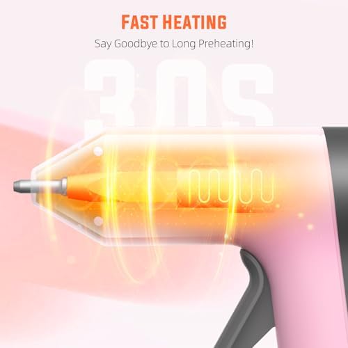 Katerk Cordless Hot Glue Gun, 50 Mini Glue Sticks, Rechargeable, Pink