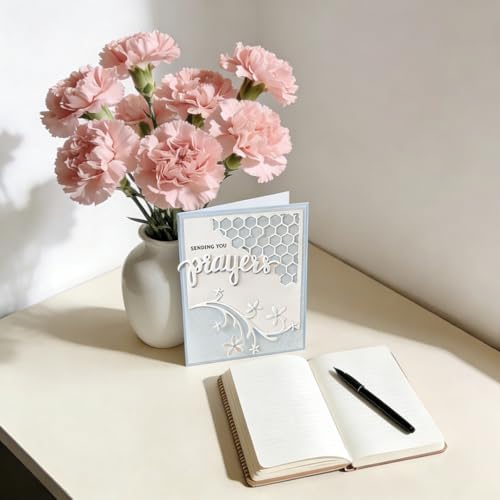 Scrapbooking Die-Cuts, Layer Frame Net Set Metal Cutting Dies for Card Making, Paper Craft Template, Background Embossing Stencils, DIY Album Décor (Honeycomb Flower Vine-10.7x10.2cm)