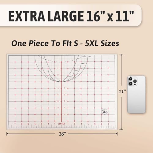 TransOurDream Heat Transfer Paper Supplies 16" Large Cuttable Alignment Ruler Reusable Direct Heat Resistant Tshirt Ruler Guide 5-Pack, Special/V-Neck/Round Vinyl Centering Tool, S-5XL Adult Youth