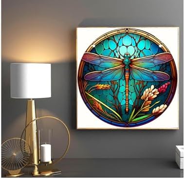 EIBEILI Dragonfly Diamond Art Painting Kits for Adults - Full Drill Diamond Paintings for Beginners, Round 5D Paint with Diamonds Pictures Gem Art Painting Kits DIY Adult Crafts Kits 12x12inch