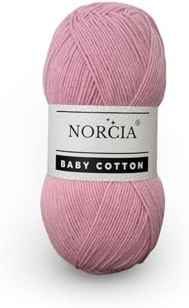 Baby Cotton, 55% Cotton 45% Acrylic Yarn, Fine/Sport (2) for Crochet and Knitting, Soft Amigurumi Yarn, 100 gr (361 yds)