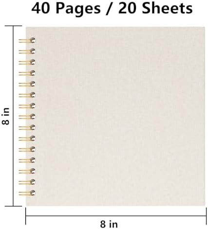 8x8 Inch Scrapbook DIY Photo Album, 20 Sheets (40 Pages), Beige
