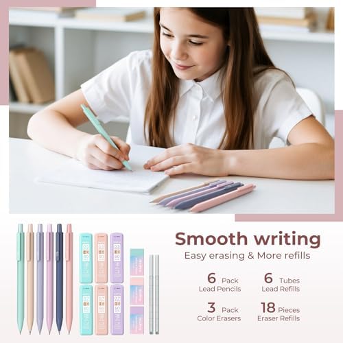 Nicpro School Supplies Stationary Set with Pencil Case, 39 PCS Pink