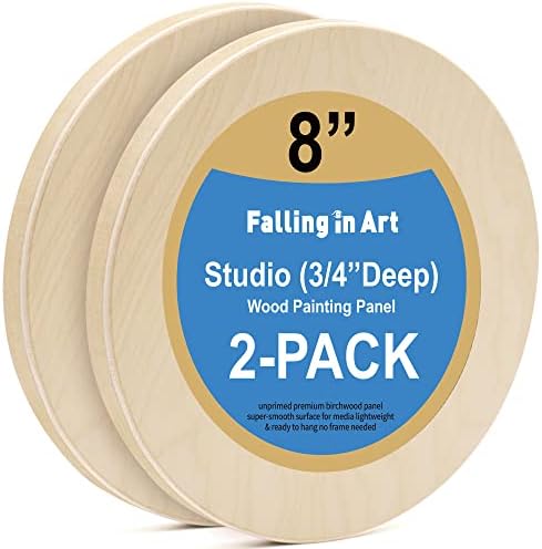Falling in Art 2 Pack 8'' Unfinished Round Birch Wood Panels