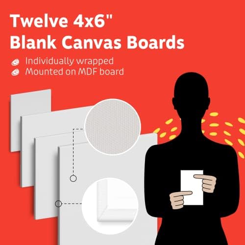 Artlicious Small Canvases for Painting - Pack of 12, 4 x 6 Inch Blank White Canvas Boards - 100% Cotton Art Panels Mini Canvas Bulk for Oil, Acrylic & Watercolor Small Canvas for Painting