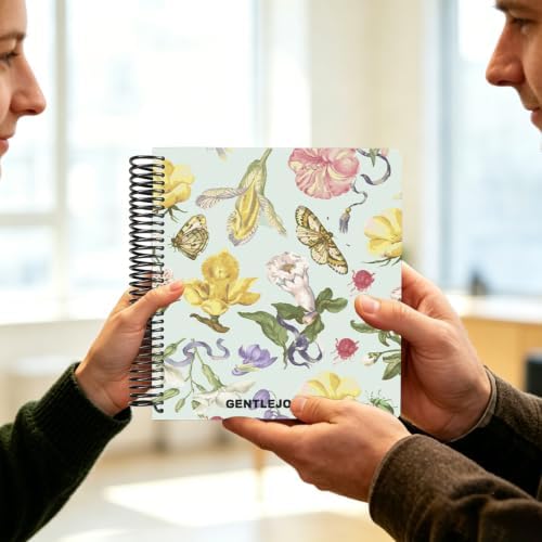Hardcover Sketchbook,7.2"x8.3"Spiral Bound Drawing Pad,Floral Moth