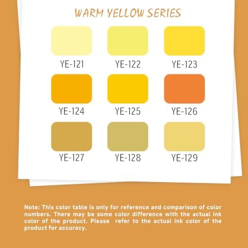 languo Acrylic Paint Markers, 9 Colors Warm Yellow Series, Soft Brush Tip