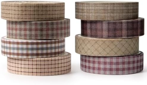 8 Rolls Washi Tape Set 10 mm Plaid Washi Tape Set