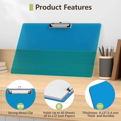 Extra Large Clipboard, 11 x 17 Blue Plastic Drawing Board
