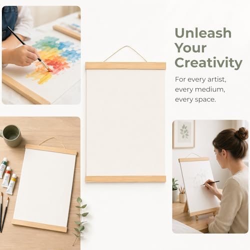 FOMIYES 3pcs Cotton Canvas, for Acrylic, Oil, and Art Projects, Acrylic Pouring& Wet Office Hanging Wall Blank Scrolls with Hanging Loop