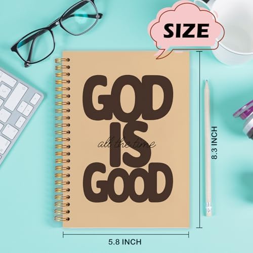 Yhtrg God Is Good Christian Spiral Hardcover Notebook, Tan Chocolate Brown Inspirational Writing Journal, Minimalist Neutral Religious Faith Prayer Notebook for Bible Study Daily Journaling, 5.5x8.3