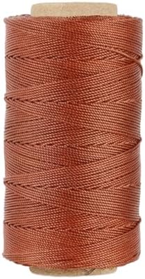 Bonded 0.8mm Round Waxed Polyester Cord, 3-ply Wax Coated Thread, 197 Yards Stiff String for Heavy Duty Fabric, Leather Sewing, Book Binding, Upholstery Repair, and Macrame Jewelry - Coffee