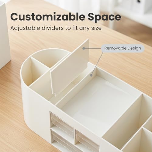 Desk Organizer with Drawers, Office Supplies Storage, White