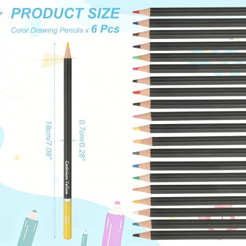 PATIKIL Colored Pencils, Yellow Color Drawing Pencils with Oil-Based Cores Art Scrapbook Supplies for Adult Coloring Books Artists Beginners Drawing Sketching, 6 Pcs