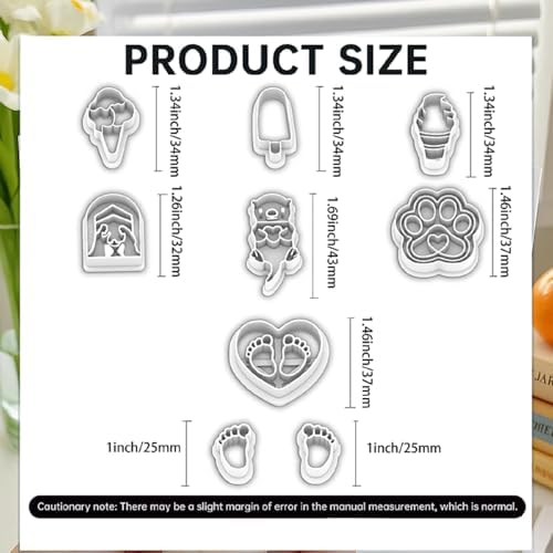 9 Pcs Newborn Celebration Polymer Clay Cutters Set - Baby Footprint, Nativity & Playful Imprint Cutters for Polymer Clay Jewelry Making, Fit Gift for New Parents & Family