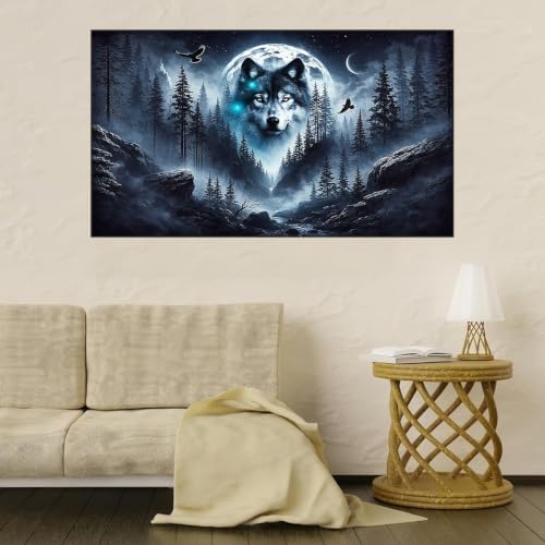WNPOKN Large Wolf Diamond Art Kits for Adults 28x16inch