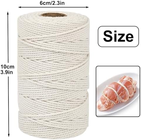 Vivifying Butchers Twine, 328 Feet 2mm Food Safe Cotton Bakers String for Tying Meat, Making Sausage, Trussing Turkey, Roasting, Cooking and Packing(Beige)