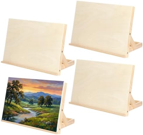 4 Pack Tabletop Wooden Easels for Painting, Adjustable Angle Art Desktop Easel Stand for Crafts, Painting Canvas, Drawing, Books and Artwork Display, 13 x 9 Inch