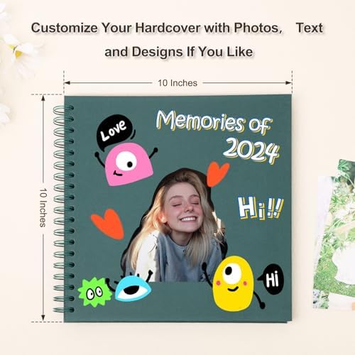 Scrapbook Album 10x10 Inches 40 Pages Hardcover Kraft Paper Green