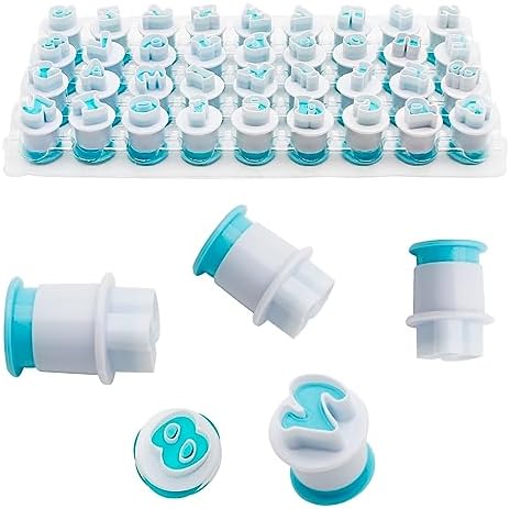 26PCS/Set Cookie Stamp Impress Cookie Cutters Alphabet Letter Cake Biscuit Mold Letter Shape DIY Cookie Biscuit Alphabet Cake Tool Embosser Cutter (Lower Case Shape with Number)