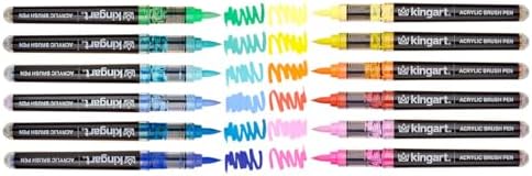 KINGART PRO 12-Piece Acrylic Paint Brush Pen Set – Tropical Colors – Flexible Nylon Brush Tip for Detailed Illustration and Lettering – Water-Based Opaque Art Markers for Multi-Surface Use