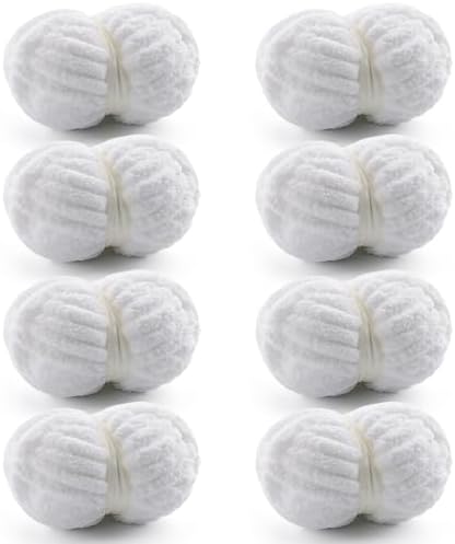 Chunky Yarn for Hand Knitting, White Chunky Chenille Yarn for Crocheting