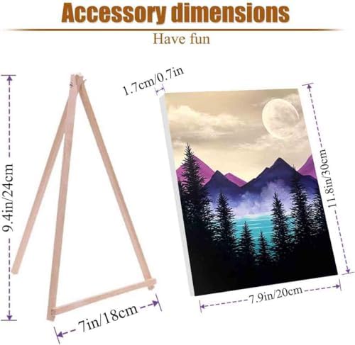 4 Pack Paint by Numbers Kit for Adults Framed Canvas with Wooden Easel