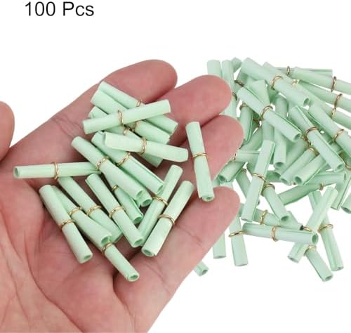 MECCANIXITY Mini Vintage Message Scrolls, 100pcs Valentine & Lucky Wish Paper Rolls for Party & Birthday, Grass Green