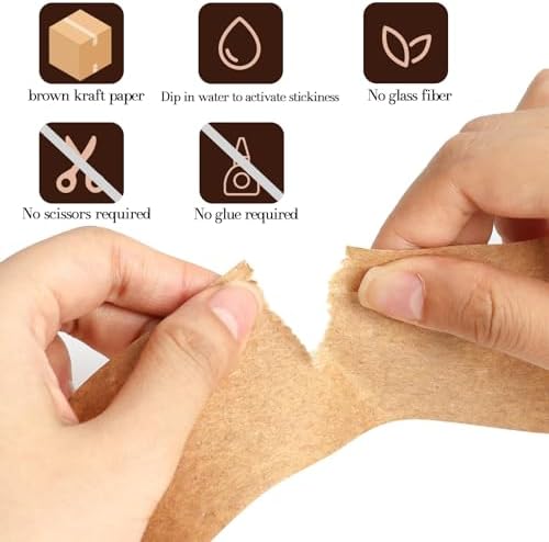 3 Pack Brown Packing Tape,Water Activated Tape Brown Paper Tape for Shipping, Storage, Crafts(48 mm x 88.5 Yard)