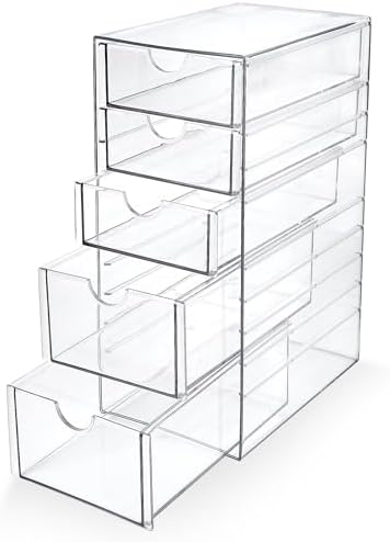 Prsildan Hair Accessories Organizer Acrylic Drawer with 5 Small Drawers