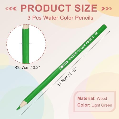 PATIKIL Watercolor Pencils, Light Green Color Pencil Set Sketch Coloring Drawing Colored Pencils Bulk Artist Drawing Supplies for Adult Coloring Book Blending, 3 Pcs