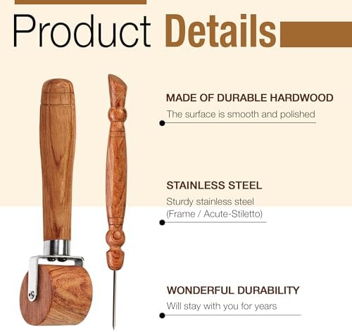 Savina Seam Roller & Stiletto for Sewing/Quilting - Wooden Pressing Roller, Easy to Grip Handle - Wooden Sewing Quilting Tools Set