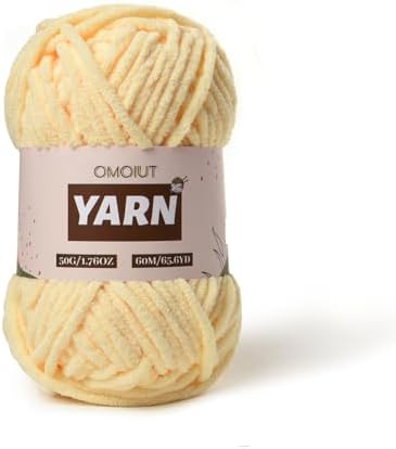 Plush Chenille Chunky Crochet Yarn - Baby Yarn for Crocheting Soft - Velvet Yarns Knitting for Blankets Crafts - Fluffy Amigurumi Yarns 50g / 65.6yd (Yellowish)