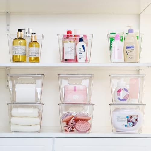 Vtopmart 16 Pack Clear Stackable Storage Bins with Lids, Large Plastic Containers with Handle for Pantry Organization and Storage,Perfect for Kitchen, Fridge, Cabinet, Bathroom Organizer