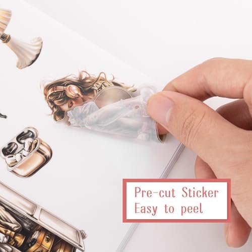 Dizdkizd Die Cut Music Stickers for Scrapbooking Journaling, 183 PET and Paper Sticker Book Art Decals for Planner, Collage, Mixed Media, Junk Journal Stickers