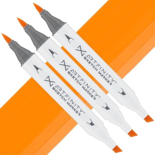 Artfinity Sketch Markers - Set of 3 - Orange Ice YR1-2, Vibrant, Professional, Dye-Based Alcohol Markers for Artists, Drawing, Travel, & More