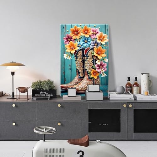JOOZ Cowboy Boots Framed Paint by Numbers Kit for Adults 8x12 Inch