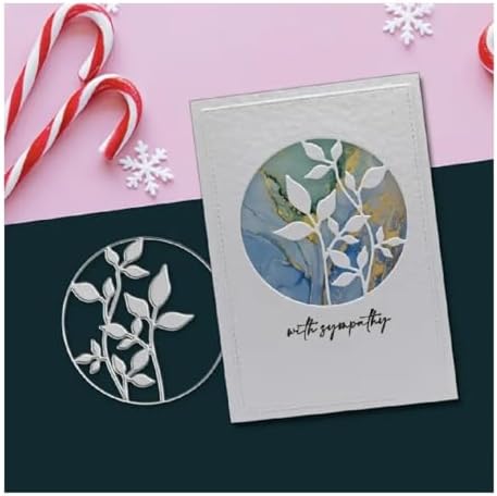 Scrapbooking Die-Cuts, Layer Frame Net Set Metal Cutting Dies for Card Making, Paper Craft Template, Background Embossing Stencils, DIY Album Décor (Branches Round Frame-10x10cm)