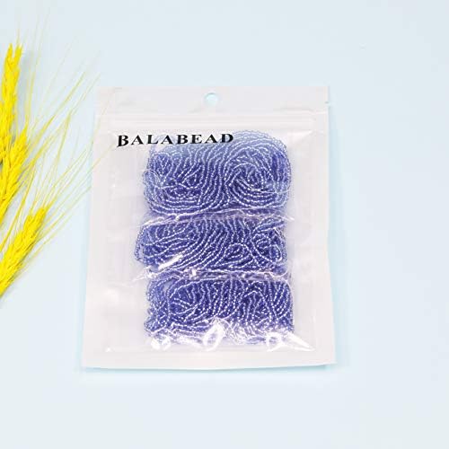 Size 11/0 Blue Sliver Lined Seed Beads Hank (1 Hank 3 Meters) Total 3 String Hanks About 6000pcs, 9 Meters String Seed Beads Strand Hanks(Blue -Silver Lined)