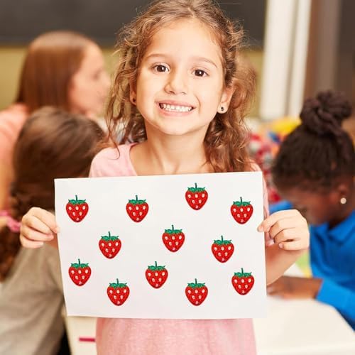 Strawberry Stickers,500Pcs Red Glitter Laser Strawberry Decals for Kids Fruit Themed Party Decor Scrapbooking Card Making Gift Wrapping Classroom Rewards