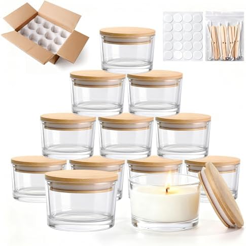 12-Pack 4oz Glass Candle Jars for Making Candles -Clear