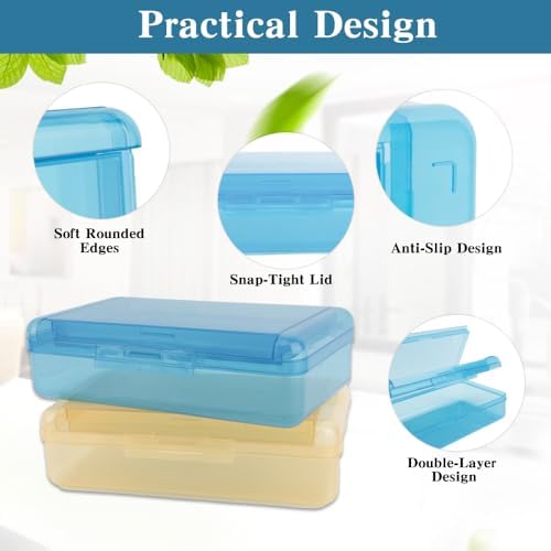 Pencil Case Box, Navy Blue Double Layer Large Capacity Plastic Pencil Boxs, Hard Pen Case with Snap-tight Lid,Storage Art Craft Box Marker Organizer for Kids Boys Girls Offices Back to School Supplies