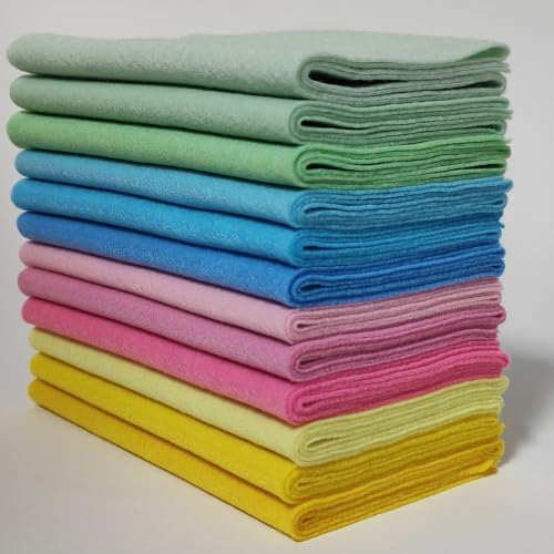 XSEINO 12 Rolls 8"x35" 1.4mm Thick Soft Felt Fabric Sheet 12 Assorted Pastel Garden Series Colors Felt Pack for DIY Craft Sewing Squares Nonwoven Patchwork