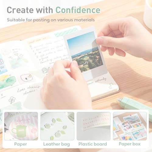 Double Sided Tape Pens, Double Sided Tape Roller, D𝐨uble Si𝐝ed Glue Pen, Office Adhesive Tape for Scrapbooking, Gift Wrapping, Photo Mounting, School Office & Crafts (Green)