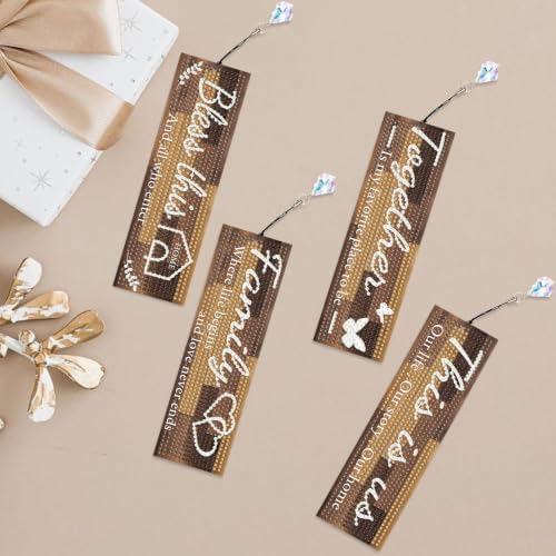 Mandun 4 Pcs Diamond Painting Bookmark Kits, Special Shaped Diamond Art Bookmarks with Pendant, DIY Inspirational Diamond Art Bookmarks with Tassels Crafts Gifts Supplies